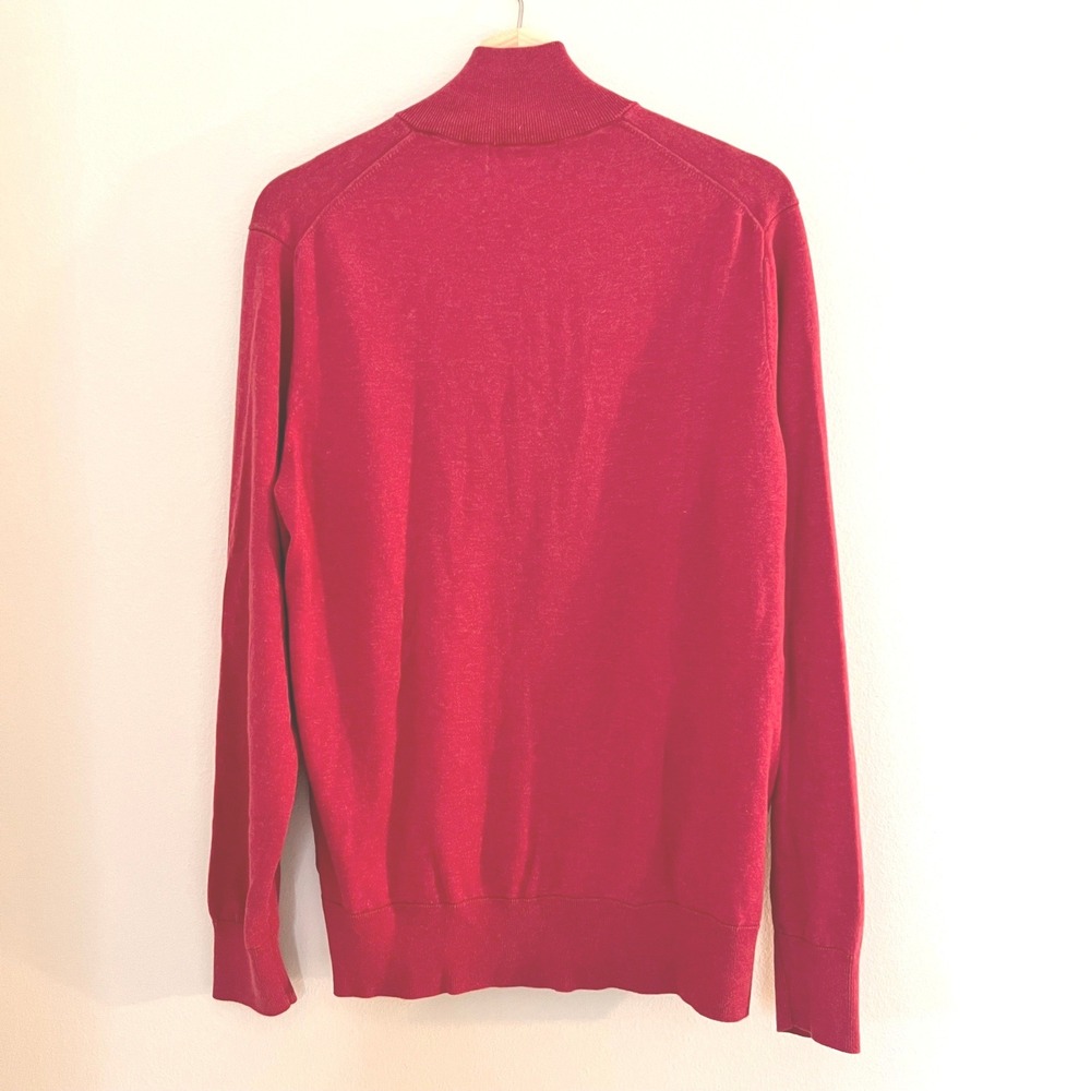 Brooks Brothers Mens Red 100% Supima Cotton Quarter Zip Preppy Sweater‎ Large L - Picture 3 of 7
